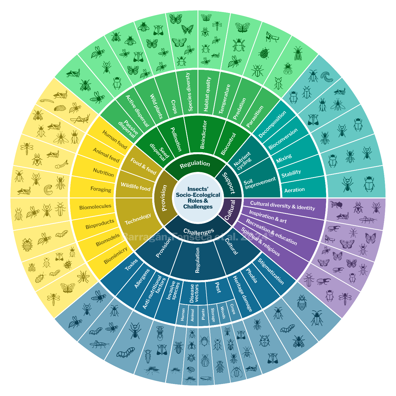 Socio-Ecological Roles (SER)
                    and challenges provided by insects overall